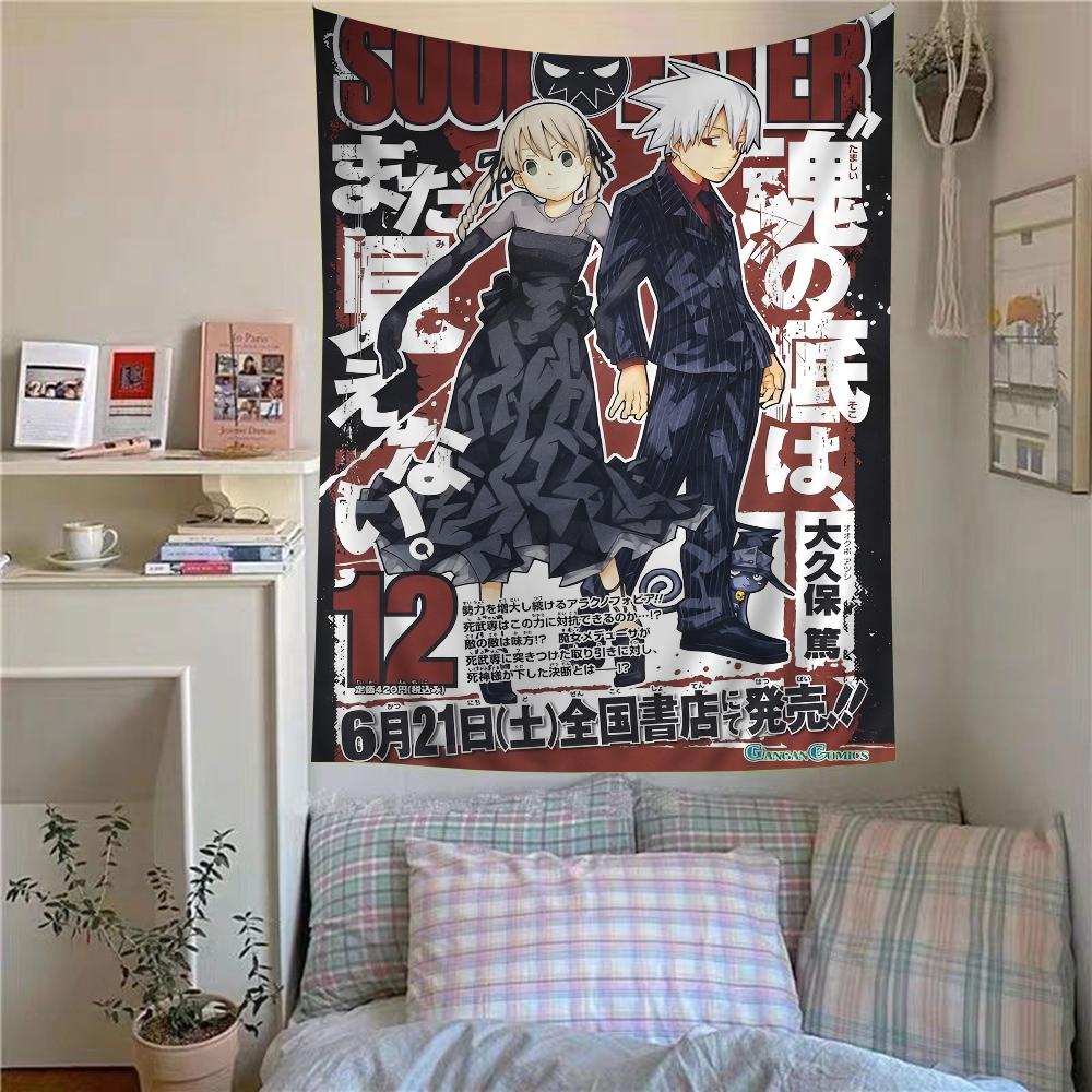 

Soul Eater Anime Tapestry Hippie Flower Wall Carpet Cheap Dorm Decor Hippie Wall Hanging Soft Fabric 74x94cm(29x37in)