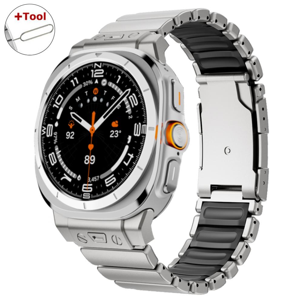 Titanium Rubber Strap for Samsung Galaxy Watch Ultra 2025 Wristband Luxury Metal Band for Galaxy Ultra Watch 47mm 2024 Replaced