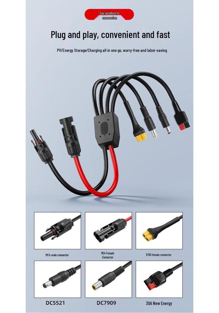 MC4 Y-Splitter Foldable Solar Panel Charging Cable for Outdoor Photovoltaic Energy