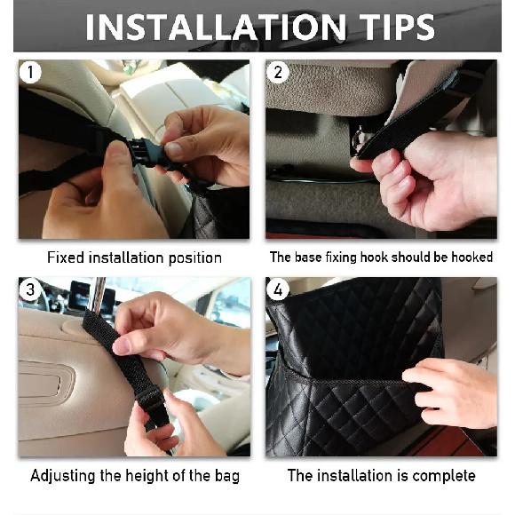 SEAMETAL Car Handbag Holder Pu Leather Car Storage Bag Interior Auto Seat Middle Box Seat Back Hanger Hanging Pocket Organizers