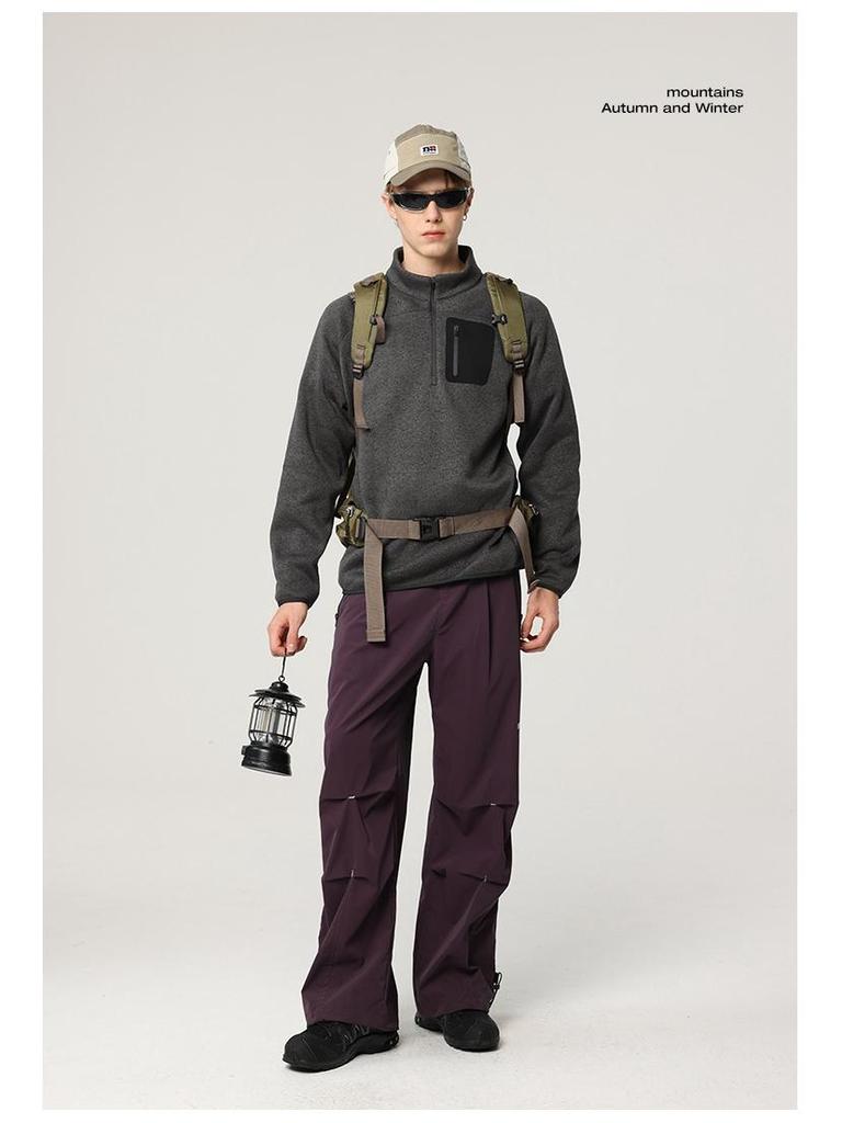 Men's Slim-Fit Half-Zip Outdoor Base Layer Pullover for Winter Sports and Casual Wear