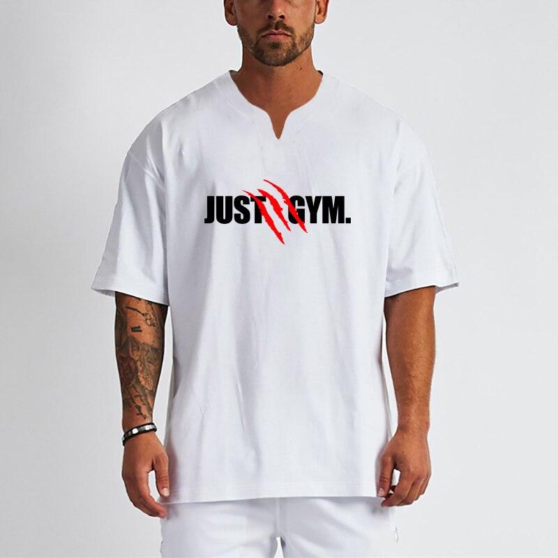 Muscleguys Pánské ležérní retro tričko s krátkým rukávem Fitness s velkým potiskem, venkovní běhání