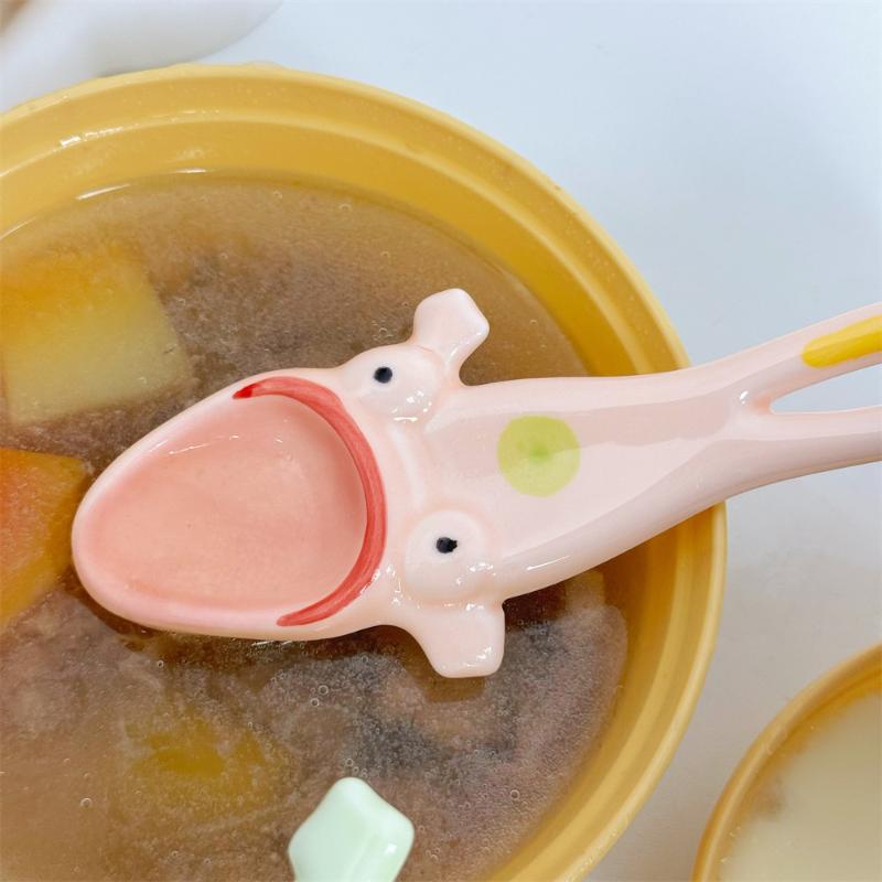 Ceramic Long Handled Star Spoon Household Stirring Spoon Flower Shaped Coffee Spoon