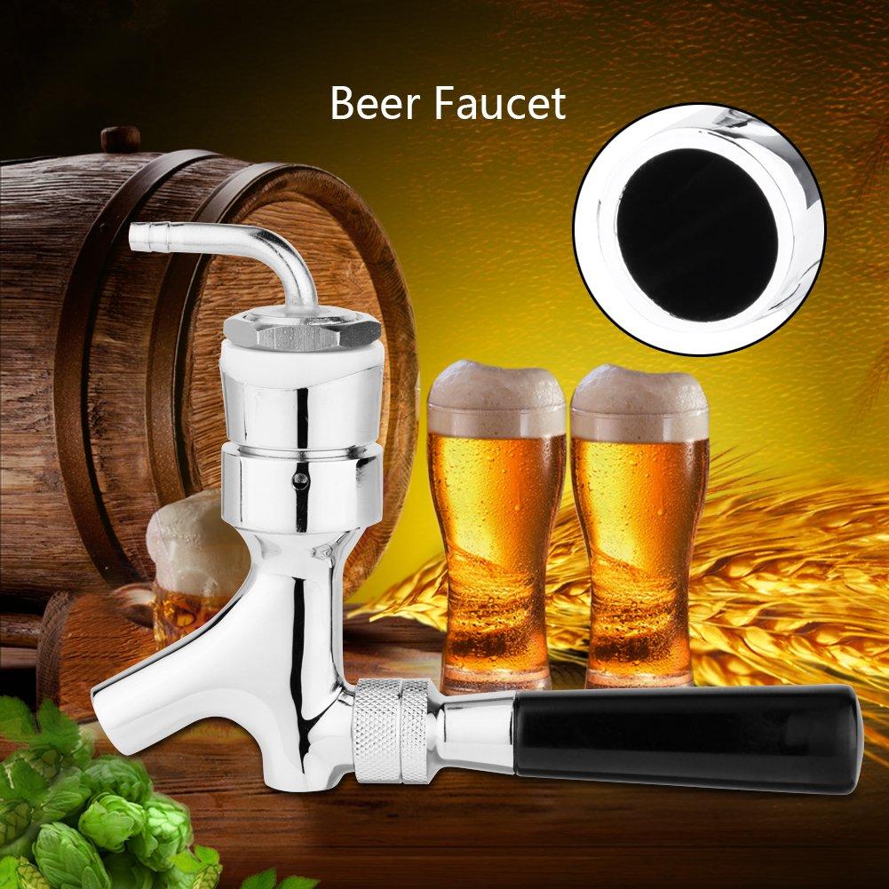 Beer Draft Faucet, Draft Beer Keg Faucet with Flow Controller Chrome Plating Shank Tap Kit, G5/8 Thread and 1-2/5''X3/16'' Brass Tube Elbow