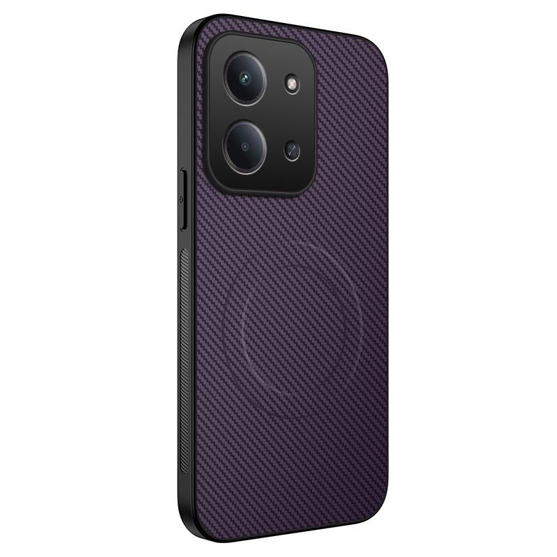 

Чехол для Redmi 15C Магнитный чехол MagSafe для Redmi 15 C 14C 13C 4G Роскошный чехол из силиконовой кожи с отделкой под углеволокно For redmi 15c 173 фиолетовый