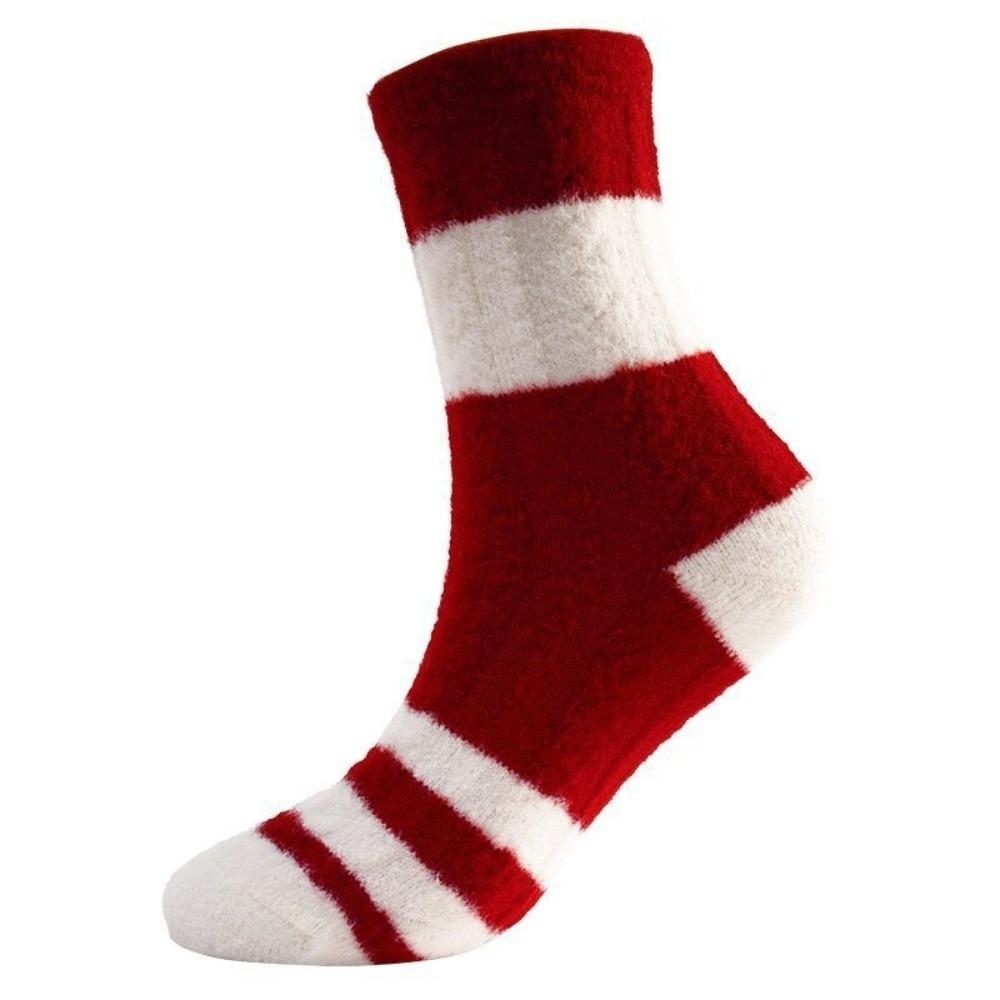 

New Coral Fleece Socks Thicken Warm Middle Tube Socks Stripes Hosiery Autumn Winter One Size