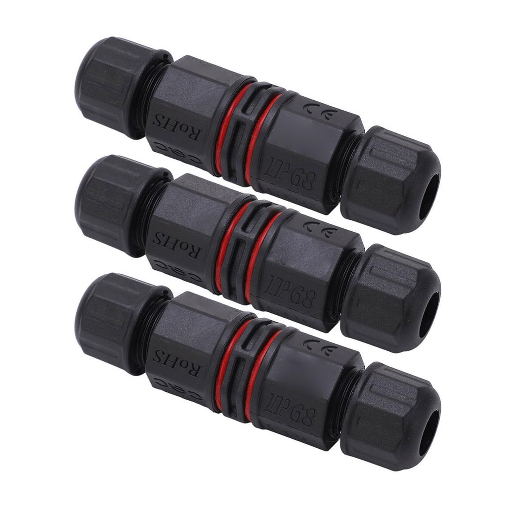 3Pcs Waterproof Cable Connector 3 Pin Straight Through IP68 Waterproof Connector for LED Outdoor Lights Fountains