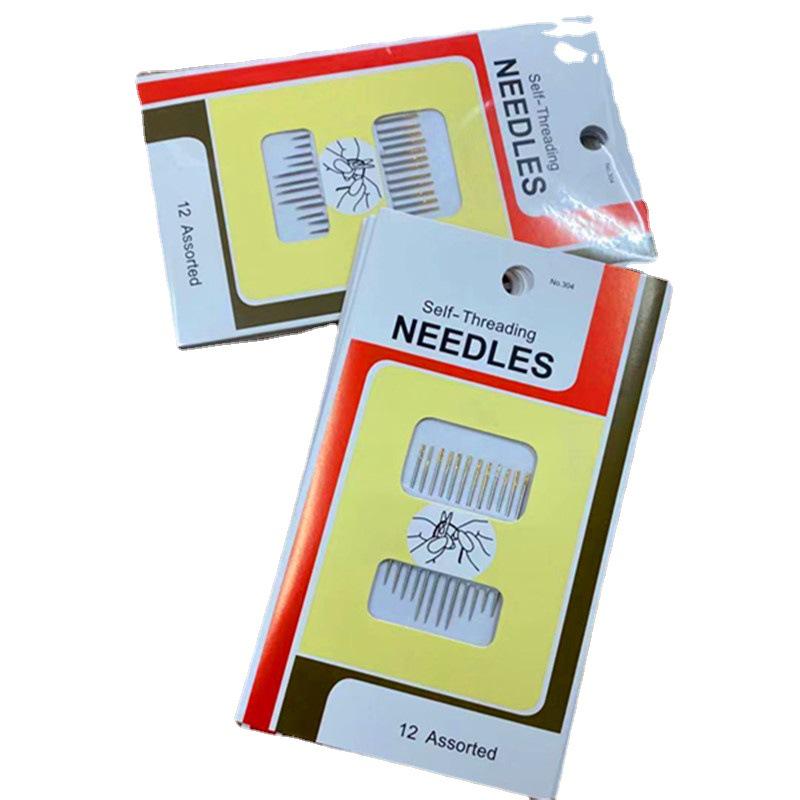 Large Gold-Tail Self-Threading Hand-Sewing Needles for Seniors