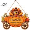 Wooden Craft for Thanksgiving Front Door Hanging Sign, Pumpkin Turkey Pattern Hanger, Autumn Harvest Theme Home Decoration Wall Ornament Farmhouse