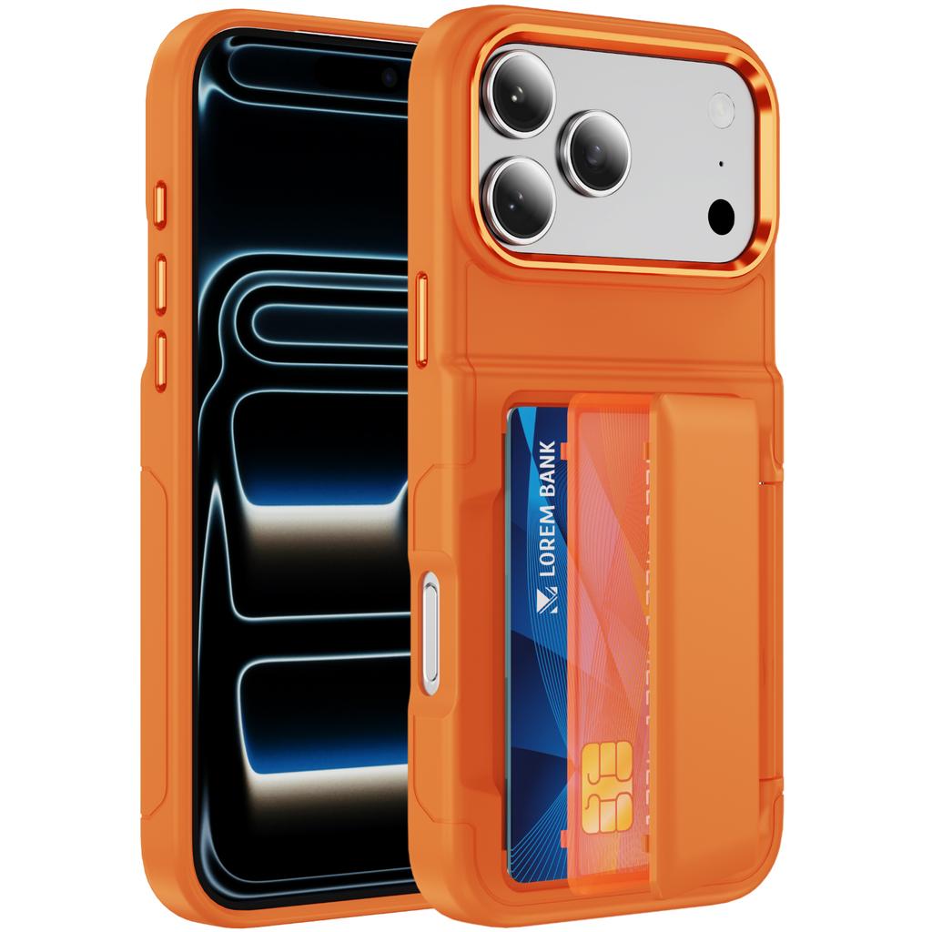 Fold Flip Anti Falling Card Slot Bag Armor Phone Case For iPhone 17 Air 16 15 14 Plus 13 12 Pro Max 11 Shockproof Hard Cover