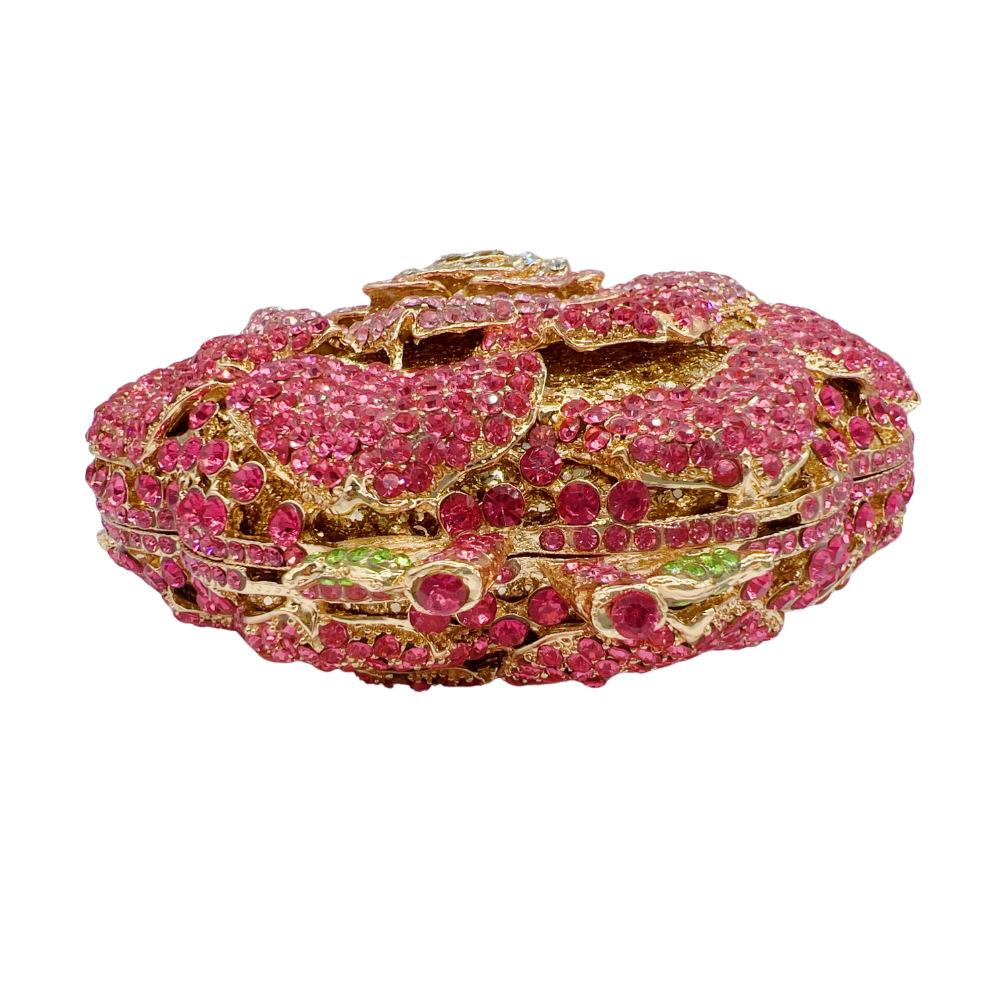 Pink/White Crystal Evening Clutch Bags Rhinestone Party Prom Purses Diamonds Flower Formal Dinner Handbags For Women Minaudiere