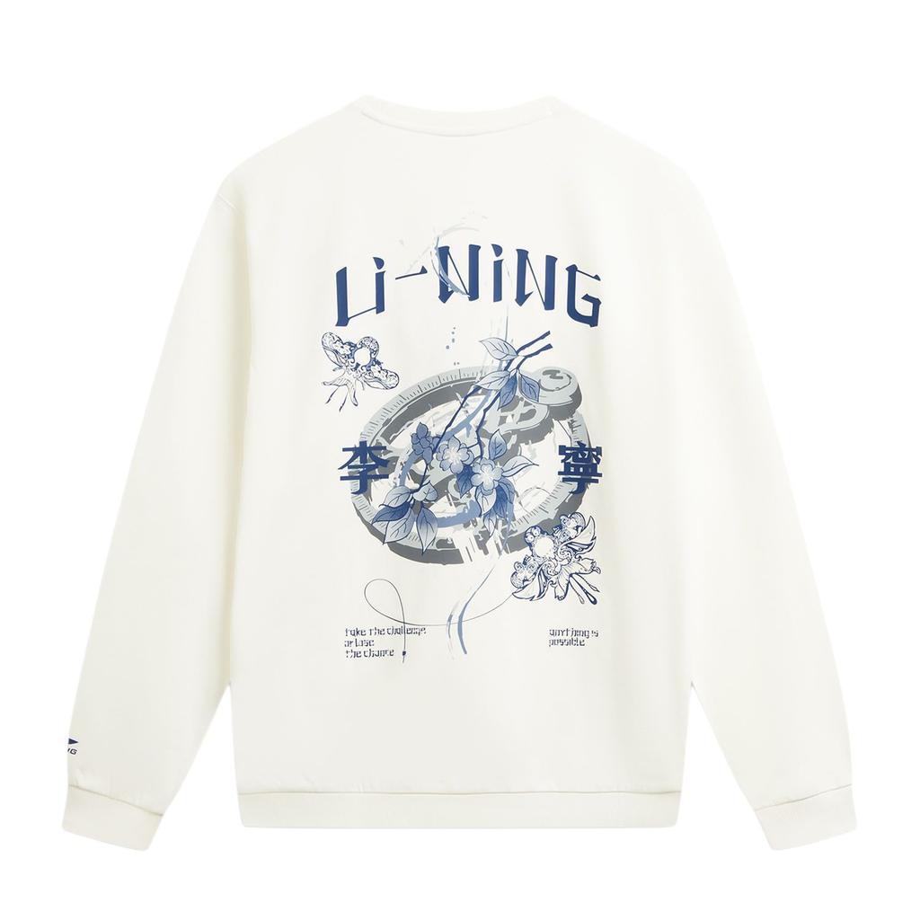 Li Ning Sports Lifestyle Series Back Letter Print Round Neck Breathable Versatile Loose Sweatshirt Unisex sweatshirt AWDW385-2