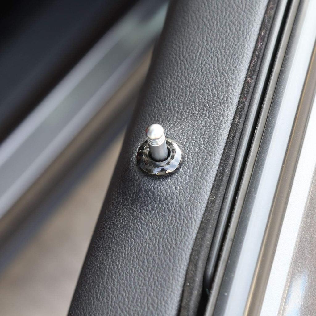 Car Door Bolt Door Lock Pin Cover Trim Ring for Dodge Challenger 2014-2020 (Carbon Fiber Look)