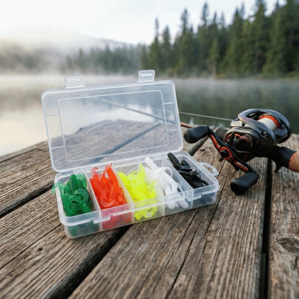 50 PZ Esca Artificiale da Pesca Durevole a Doppia Coda Silicone Grub Larve Swimbait Morbida 5 Colori Esca da Pesca Pesca alla Persica