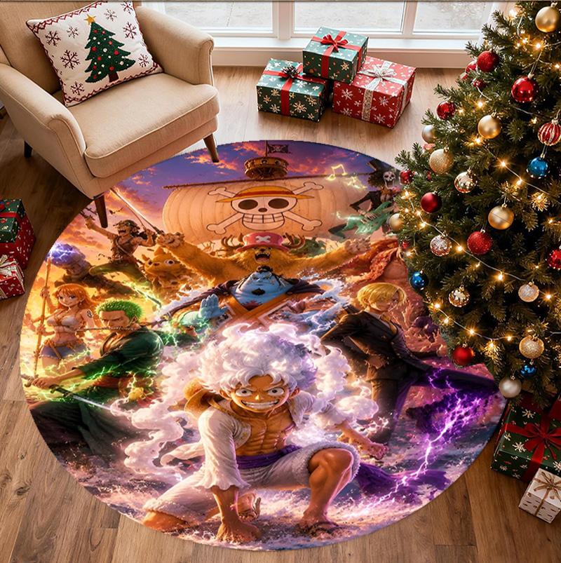 One Piece Pattern Round Rug, Indoor/Outdoor Mat, for Picnic, Gameroom, Bedroom, Office, Living Room, Home Decor Carpet, Birthday Gift