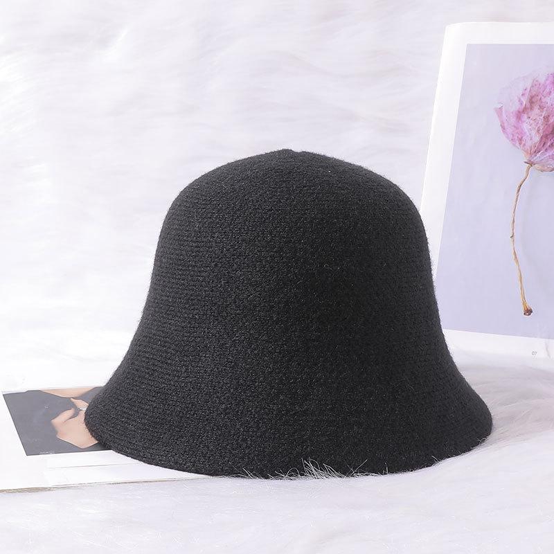 Autumn and winter wool bucket hat trendy versatile washbasin hat women's knitted double-sided foldable bucket hat