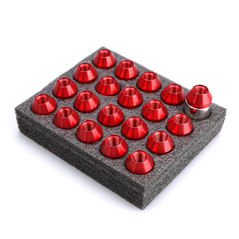 HEX 19mm 20pcs Aftermarket Car Anti-theft 6061 Aluminum Alloy Wheel Lock Nuts Length 35MM Length M12*1.5 Lug Nuts Red Black Blue