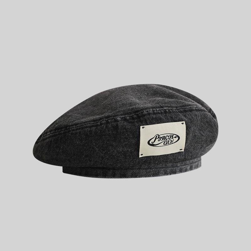 

Корейский стиль Универсальная и модная шляпа-берет, открывающая лицо, шляпа художника, японский ретро джинсовый берет для девочек