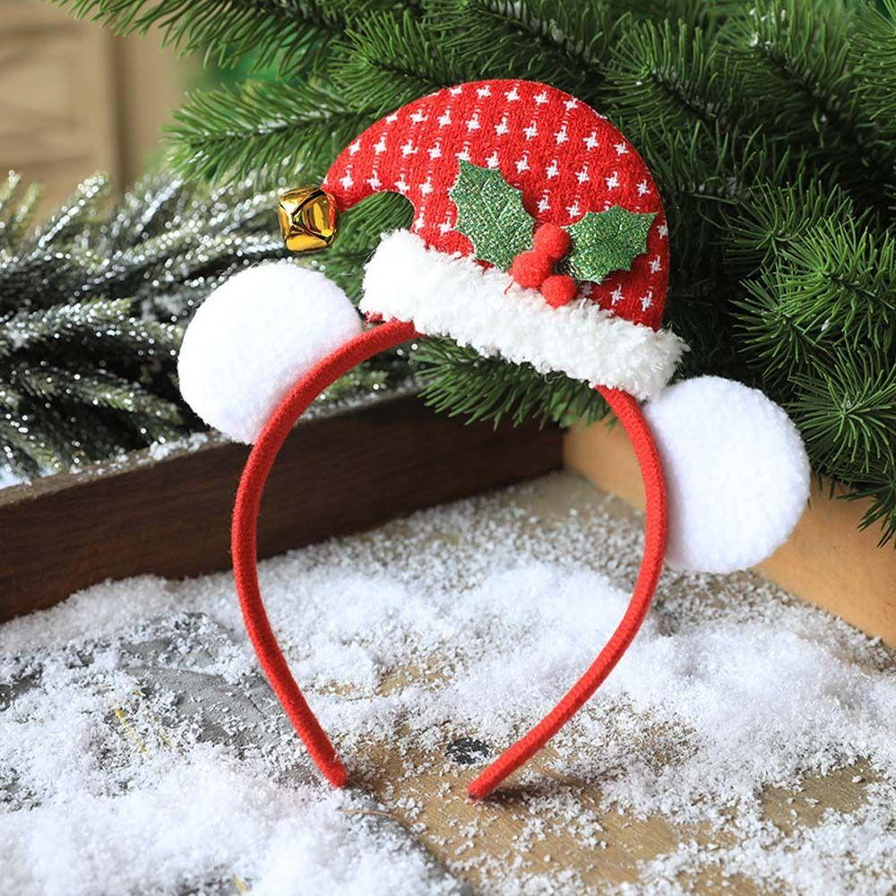 Foolscap Santa Claus Headband Plaid Christmas Cap Hair Bands Gifts Christmas Hair Hoop  Daily
