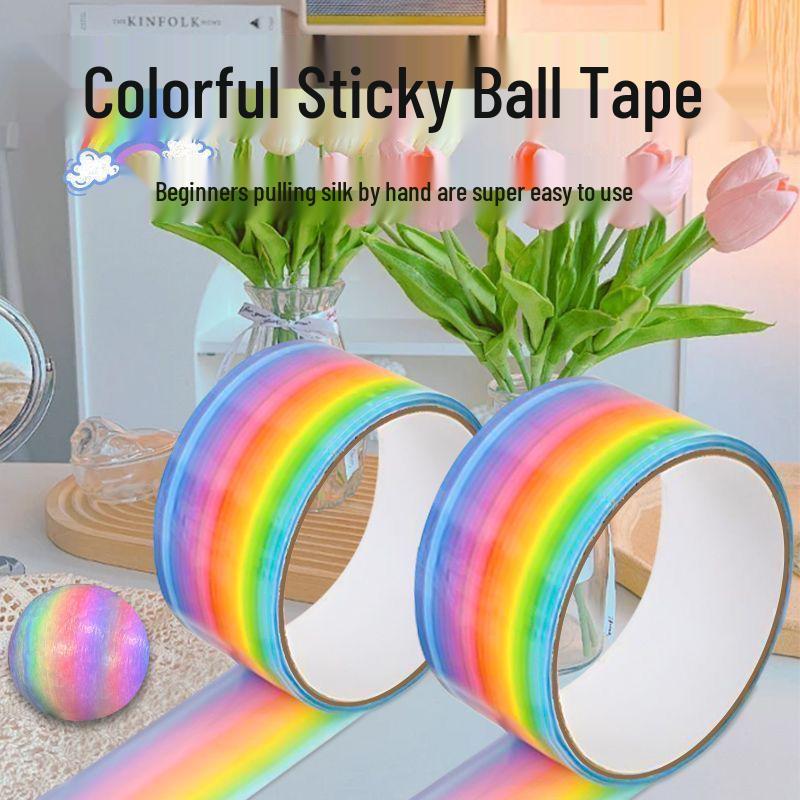 Color Sticky Ball Tape - 6.0cm Wide Adhesive Balls in Macaron Colors