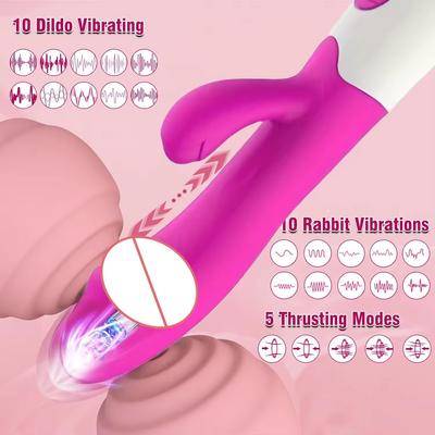 Potężny Wibrator Króliczek Dildo Stymulator Łechtaczki Punktu G Wibrator Damski Masażer Pochwy Masturbator Zabawka Seksualna dla Dorosłych dla Kobiet 18+