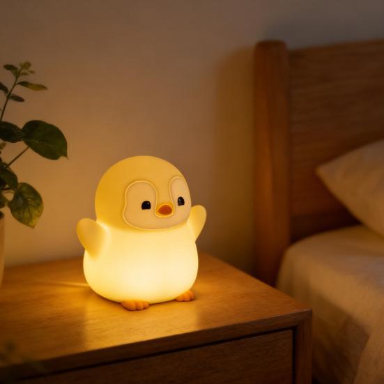 Penguin Baby Night Light USB Rechargeable LED Touch Lamp with Dimmable Glow Cute Bedside Lamp for Kids Adults Fun Novelty Gift for Home Decor