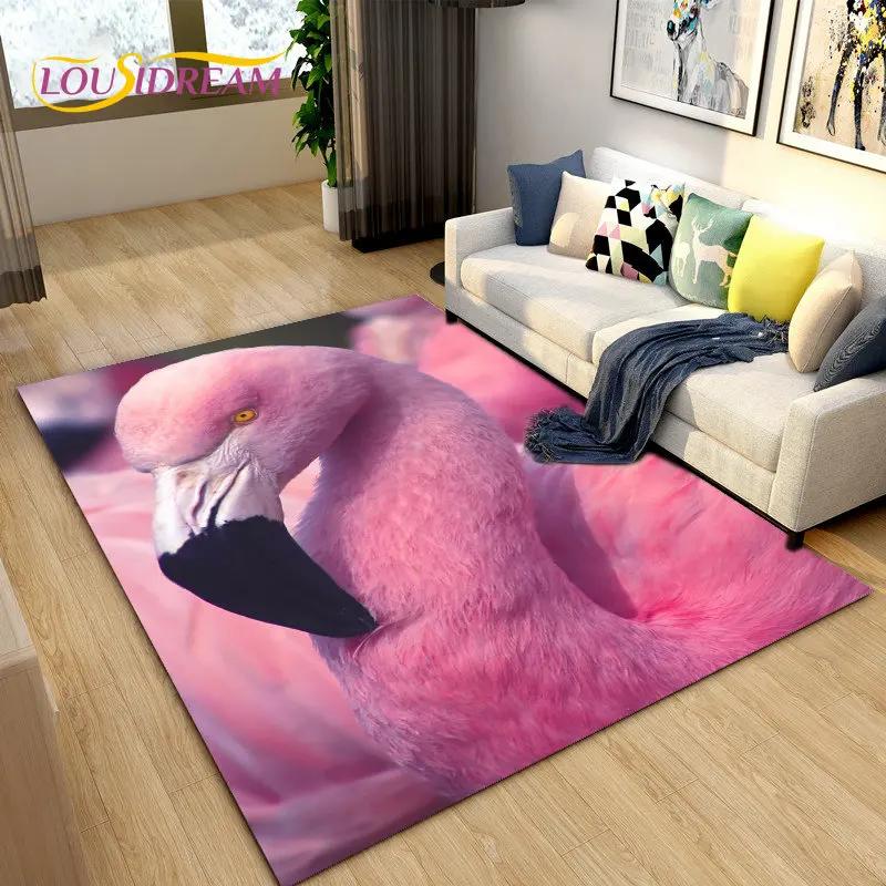 Tapete criativo nórdico 3D Flamingo Bird Area, tapete para sala de estar, quarto, sofá, cozinha, banheiro, capacho, tapete antiderrapante