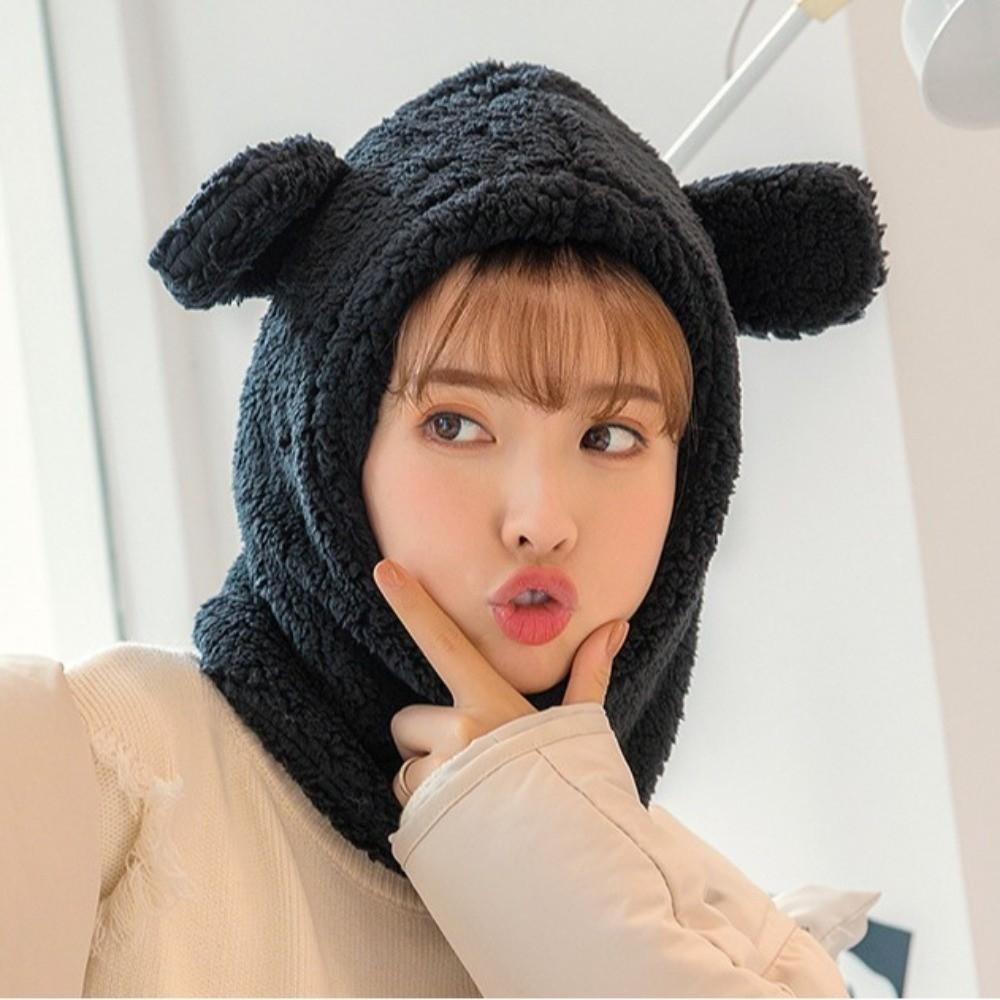 Cartoon Bear Ear Hat Scarf Cute Plush Hat Scarf Fashion Winter Warm Hedging Cap Women