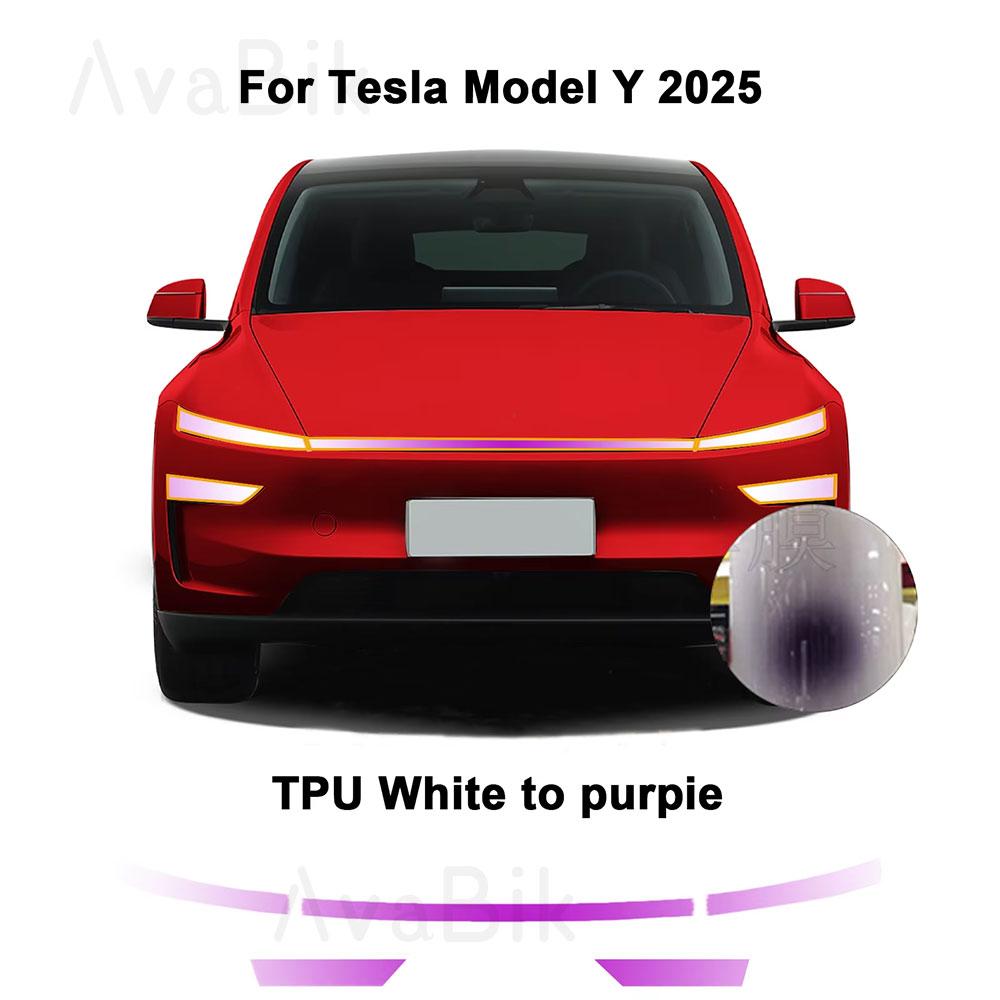 

For Tesla Model Y Juniper 2025 2026 Accessories PPF TPU White to Purple White to Black External Car Headlight Protective Film to Purple