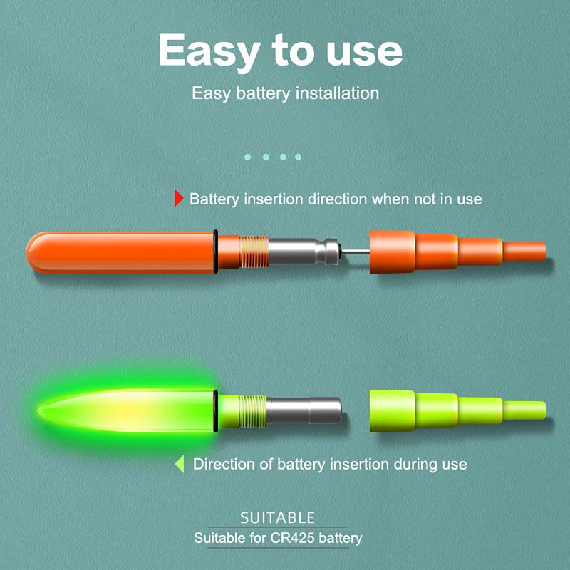 LED Luminous Float Tail Light Night Fishing Rod Tip Lamp Long Battery Life Waterproof for Lake River Angling