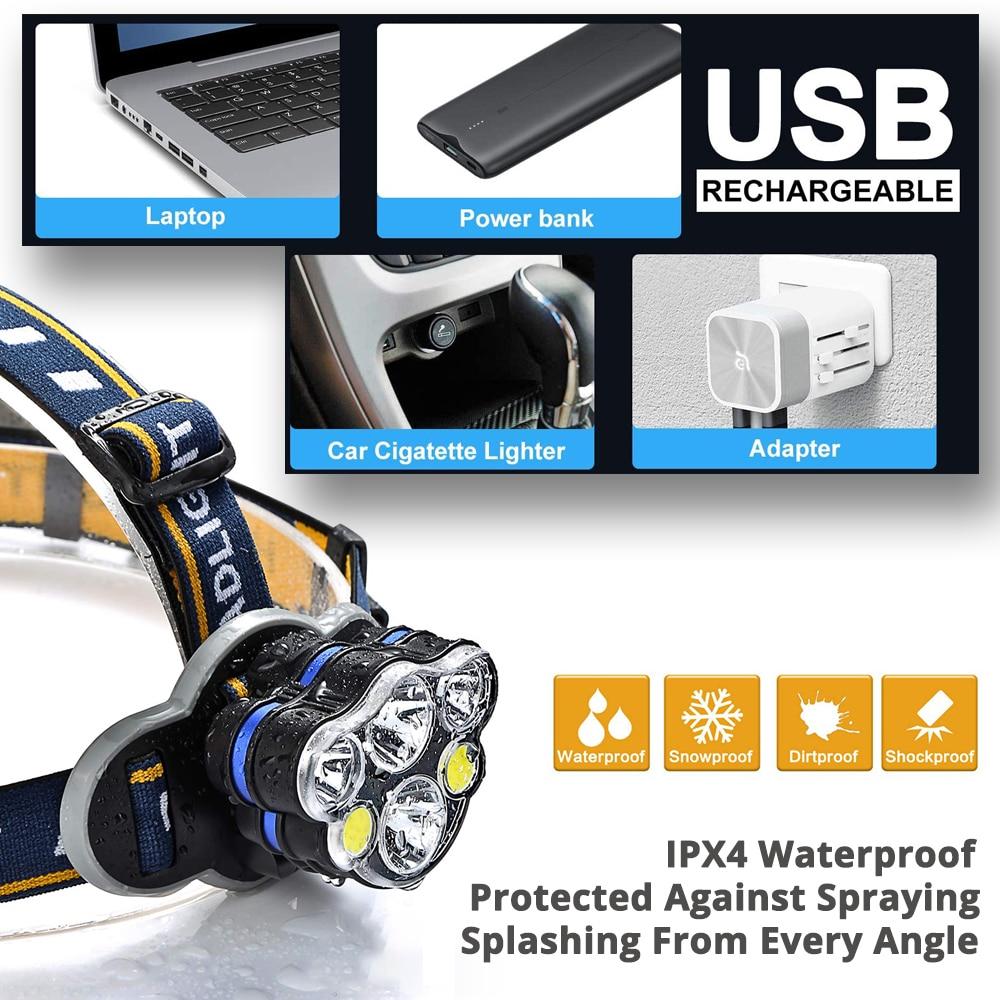 2 Modi Super Helle LED Scheinwerfer Wiederaufladbar 5000 Lumen für Jagen