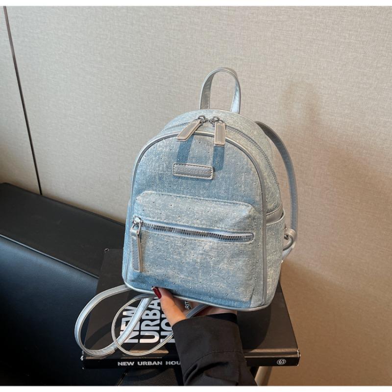 

Ретро джинсовый рюкзак большой вместимости женский универсальный школьный рюкзак свежий простой высокой ценности женский рюкзак небесно-голубой