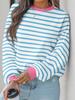 2026 Autumn/Winter Women's Round Neck Striped Long Sleeve Loose T-shirt