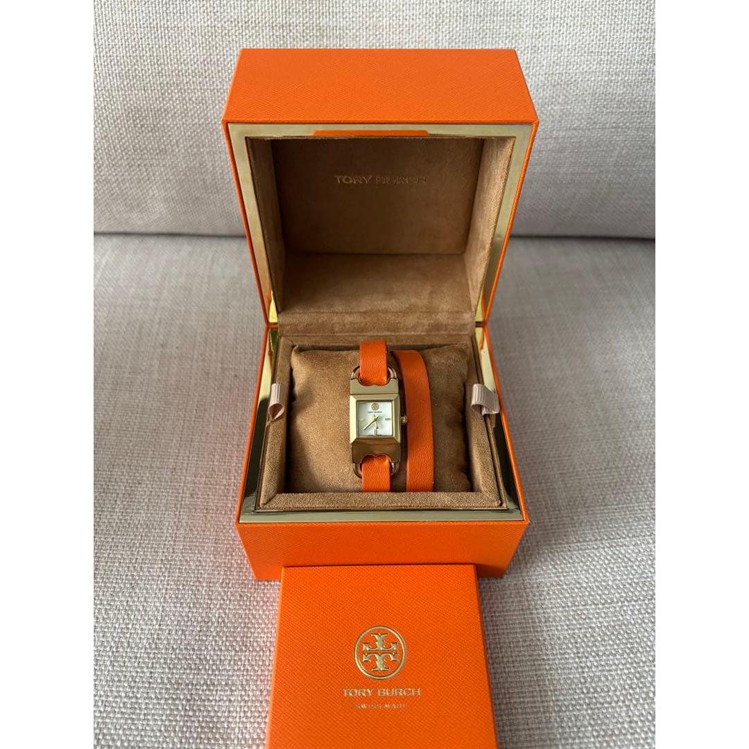 Used Tory Burch watch gold orange