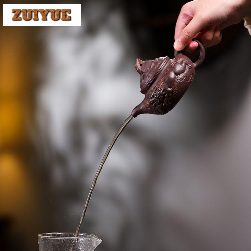 180ml Yixing Lila Ton Teekannen Handgefertigt Glücksbringer-Tierkanne Rohmaterial Lila Ton Teekocher Kanne Mit Sieb Zisha Teegeschirr