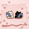 Kitten Hugging Fish Pin Holding Cartoon Cat Brooch, Enamel Alloy Badge Pin, Animal Lapel Pins Clothing Accessories for Backpacks Hats Scarves Jackets