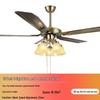 European Style Iron Leaf Ceiling Fan with Remote Control for Living Room and Bedroom