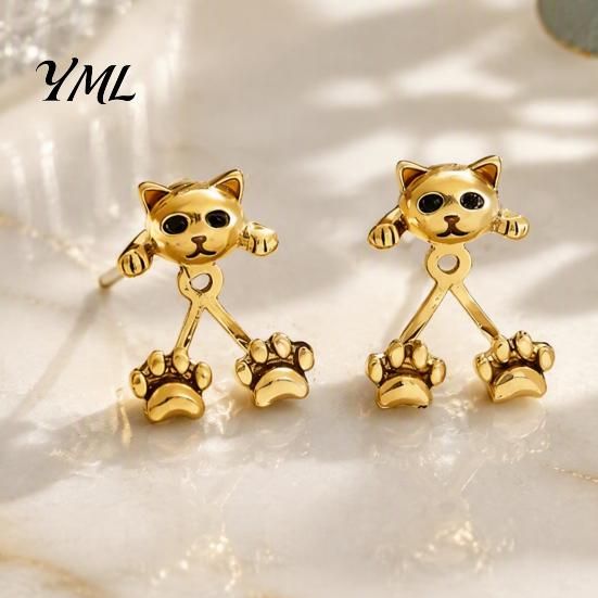 Birthday Presents for Her 1 Pair Cute Cat Paw Earrings Women, Vintage Front Back Stud Earrings, Small Kitten Jewelry Gift Lovers Unique Gifts Moms