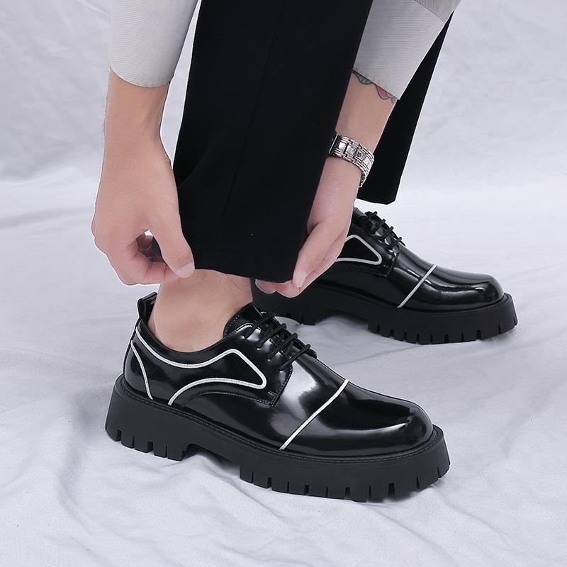 Fashion New Thick Bottom Classic Lace-Up Male Oxfords Height Increase Comfortable Casual Shoes All-match Antiskid for Men Business Shoes