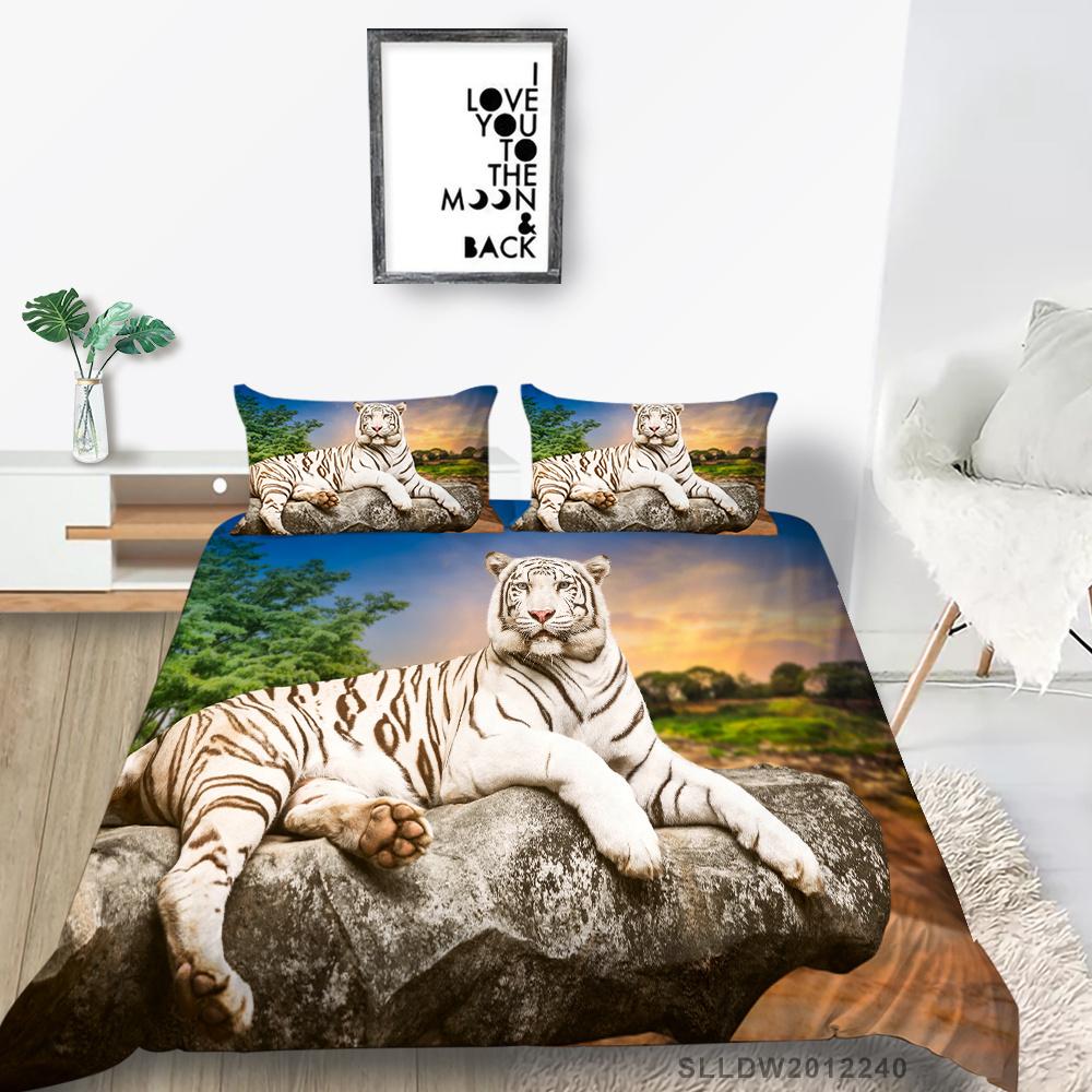 2023 w nowym stylu pościel garnitur 3D nadruk tygrysa kapa na kołdrę wzór lwa tekstylia domowe dzieci pojedynczy rozmiar poszewka na pierzynę poszewka na poduszkę