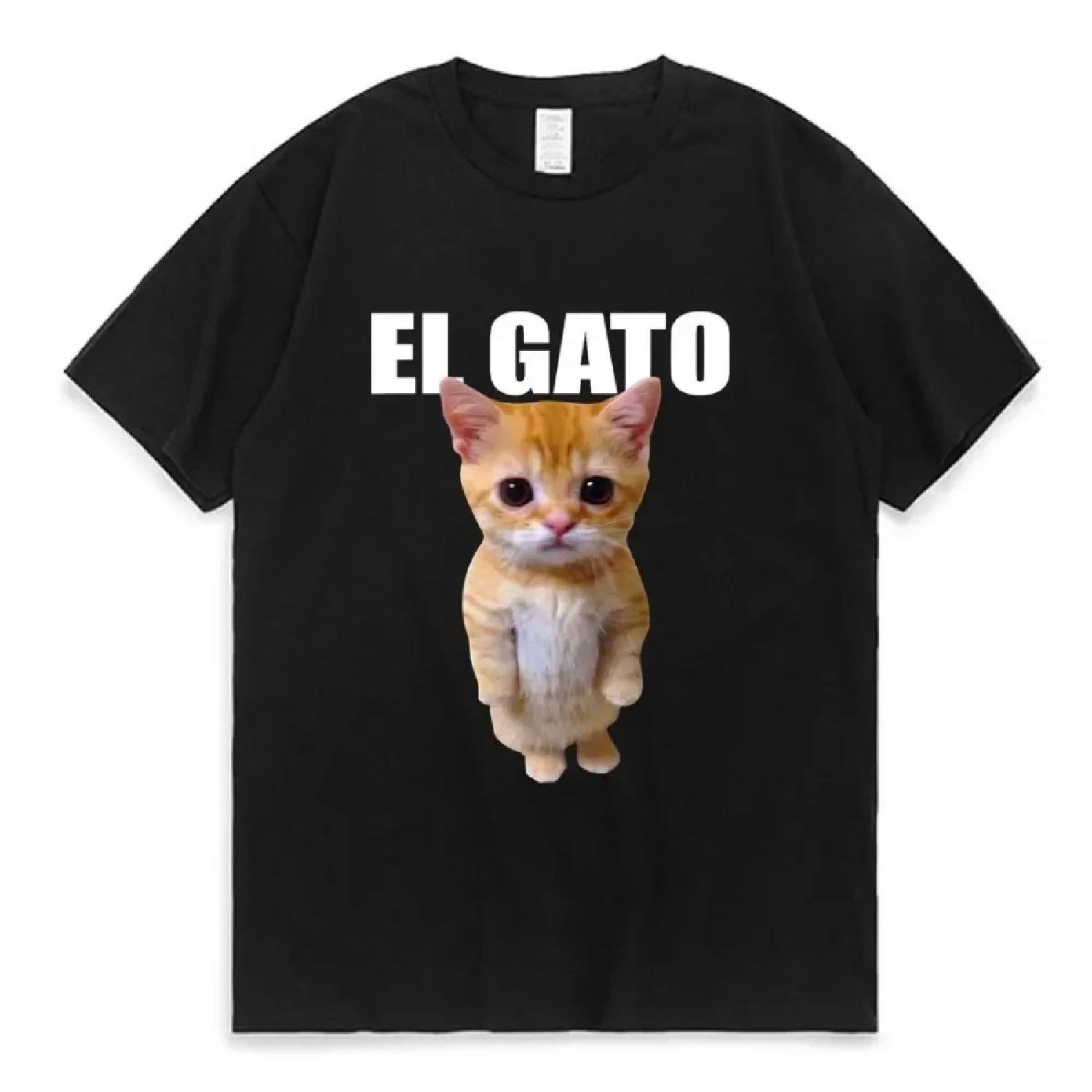 

Hot selling and interesting Sad Crying Cat Fashion Pattern T-shirt Cartoon Harajuku Casual Men cotton shirts for women XXXXXL чорний