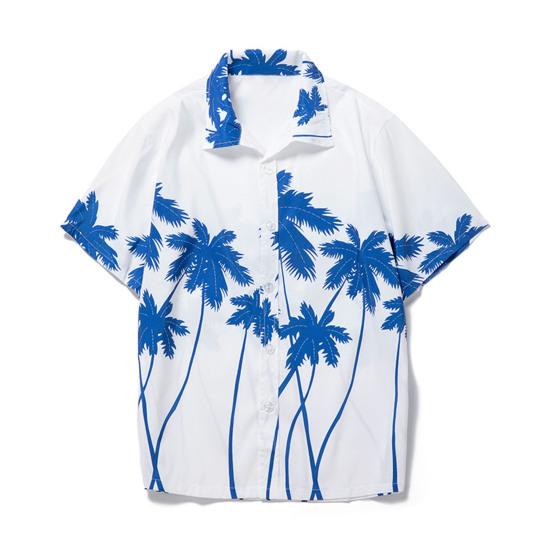 Herreskjorte Bananmønster Enkeltspent Sommer Hawaiisk Knapper Skjorte for Fest