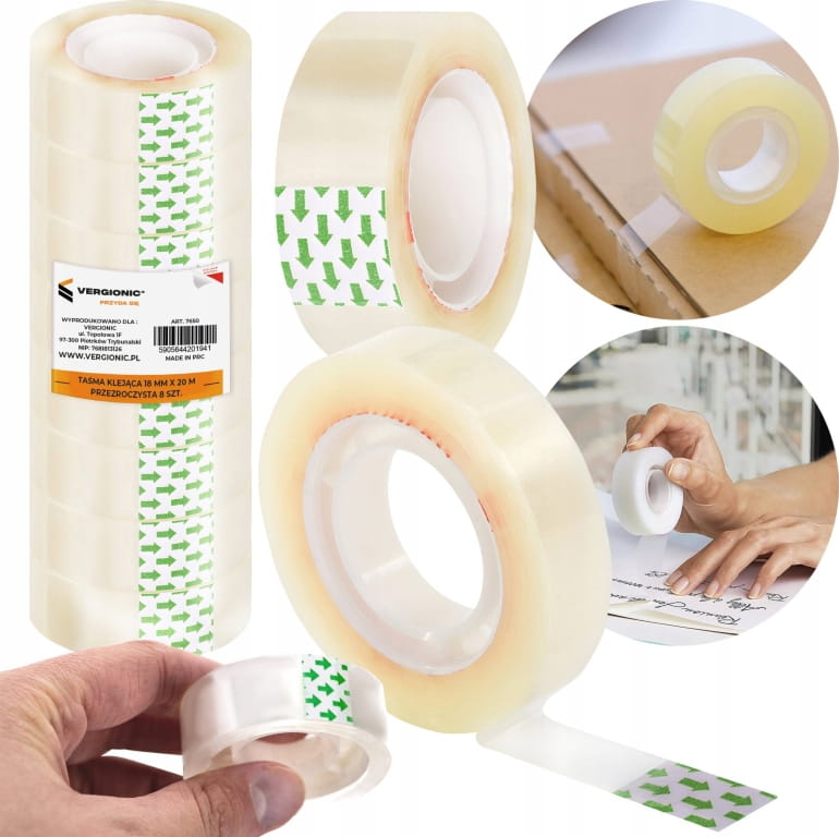 Transparent Adhesive Tape 18mmx20m 8 Pieces