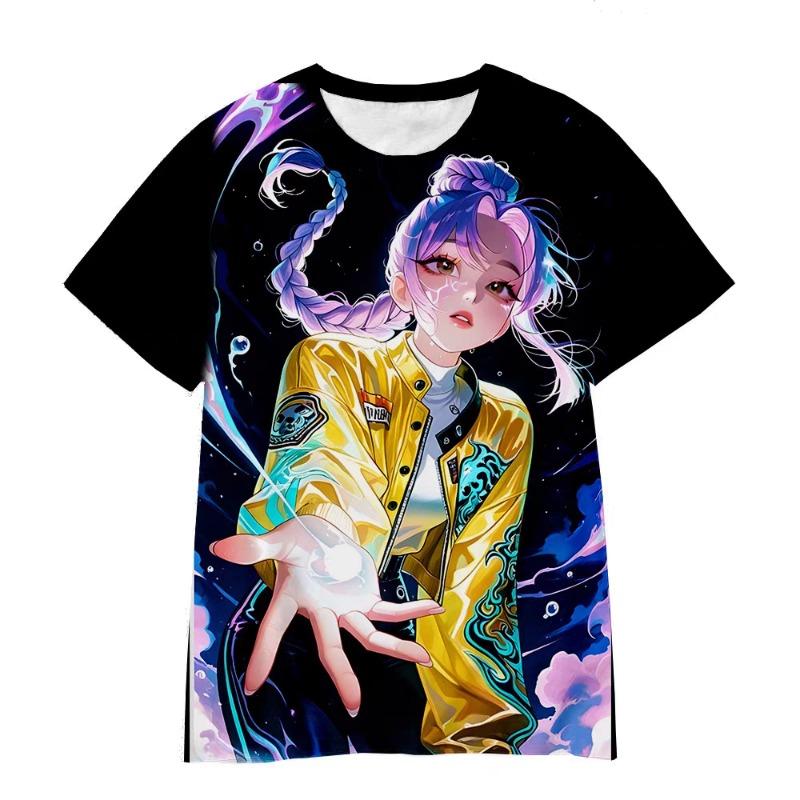 New Fashion Girls Clothing Cute Pink Stripe Star Number "67" 3D Digital Print Specially Designed Short Sleeve