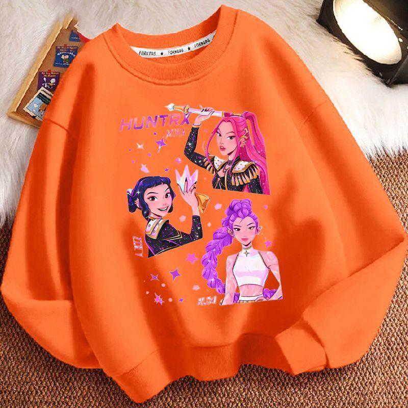 Children's Trendy Witch Hunt Team Round-neck Hoodies for Autumn and Winter, Loose Long-sleeved Casual Tops for Boys and Girls