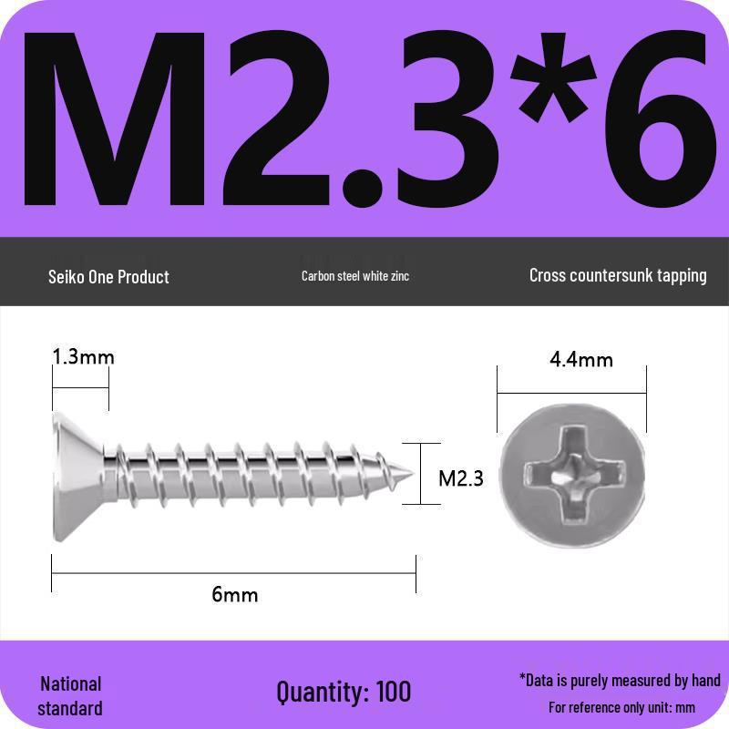 Iron Galvanized Phillips Flat Head Self-Tapping Screws - Countersunk M1 To M4