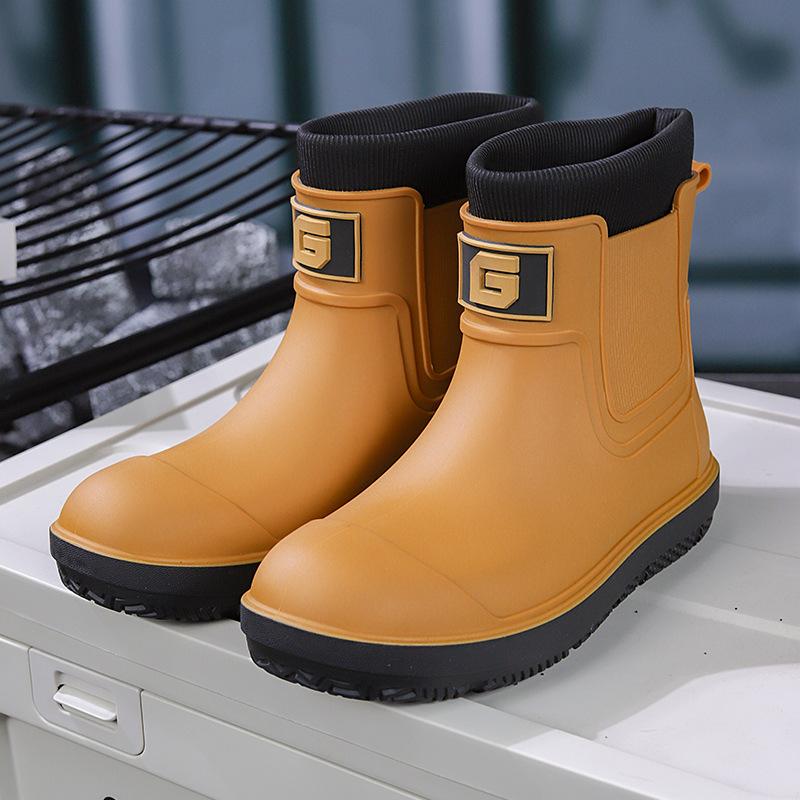 Fashion New Men's Rain Boots Outdoor Short Tube Sports Shoes Fishing Non-slip Work Garden Rubber Shoes Water Kitchen Ankle Shoes