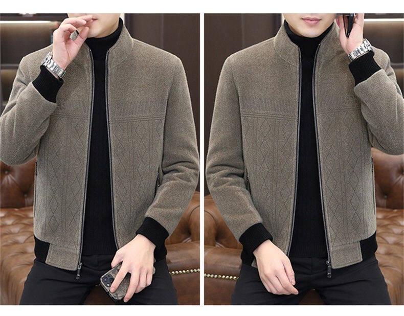 2025 Men's Gold Sable Velvet Thickened Chenille Lapel Jacket for Middle-Aged & Young Casual Wear