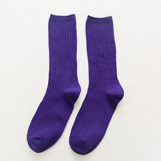 1 Pair Women Cotton Loose Socks Autumn Winter Knitting Solid Color Long Black Pink Korean Japanese Student Girls Stockings Retro