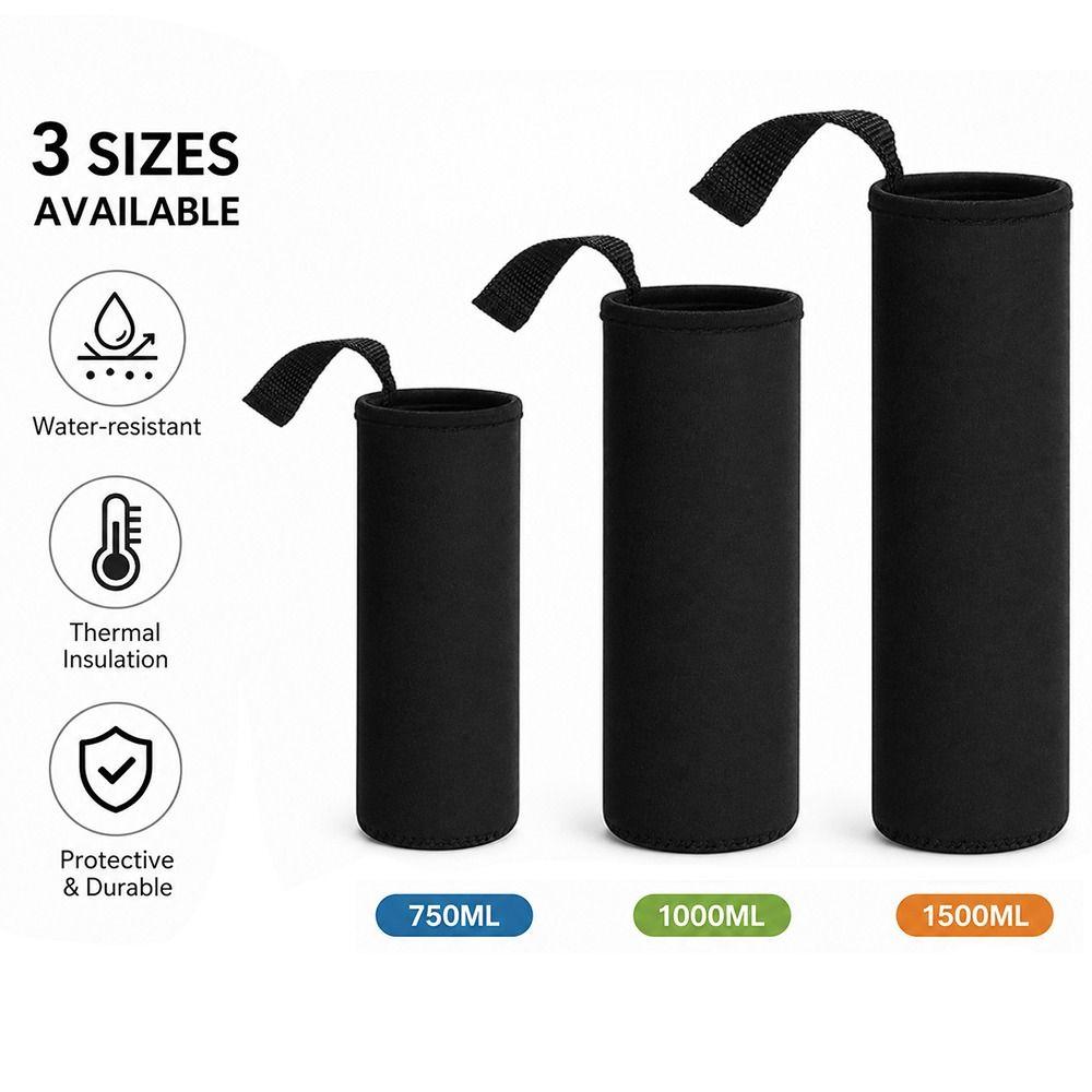 750/1000/1500ML Isolierte Flaschentasche Schwarze Tassenhülle Langlebige Wasserflaschenhülle